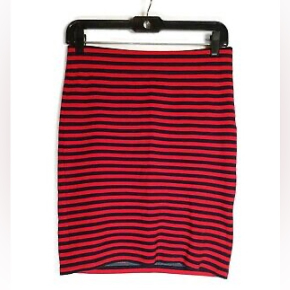 Madewell Red Navy Blue Striped Jersey Stretch Downtown Skirt